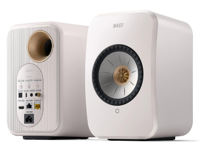 KEF LSX II Wireless Powered Bookshelf Speakers - Mineral White (Pair)