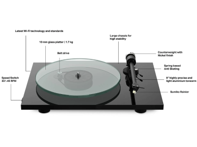 Pro-Ject T2 W Wi-Fi Streaming Turntable - Black