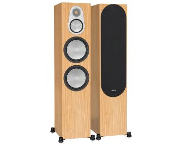 Monitor Audio SILVER 500 3-Way, Four Driver Floorstanding Speaker - Natural Oak